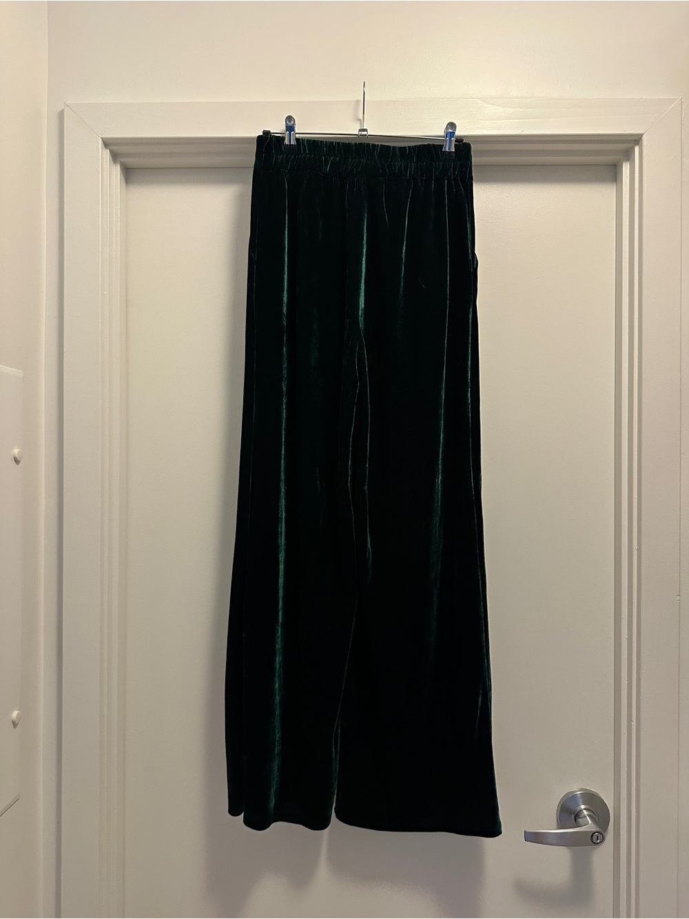 12th Tribe Emerald Velvet Wide-Leg Pants - Picture 3 of 3